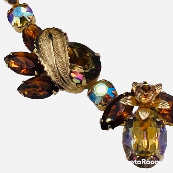 Astounding Vintage Weiss Topaz Vitrail Rhinestone Necklace - Picture 3 of 7